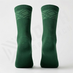 Green Crew <b>Socks</b> Geometric Pattern Breathable Knitted Regular Style Adult Casual Daily Use - Product Image 2