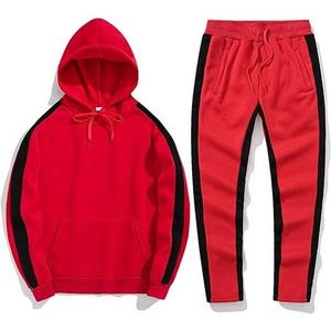 Wholesale 2 Piece Set Unisex Winter Tracksuit Striped Printed Acid Wash Gym Sweatshirts Pocket Pants Midweight Cotton Fleece - Product Image 6