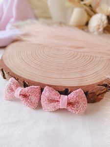 Ensemble de pinces à cheveux brodées en forme de cœur, écologiques, imperméables, en coton, avec nœud, barrettes à pression, accessoires pour cheveux de bébé fille faits à la main - Product Image 3