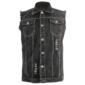 Chaleco sin mangas de mezclilla personalizado, cortavientos, impermeable y transpirable para hombre, estilo japonés, con cuello en V y cierre de cremallera, ropa de abrigo para otoño. - Product Image 1