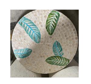 Plateaux de service à thé en marbre exquis avec incrustation de nacre Design rond de luxe pour la décoration intérieure Hôtels et restaurants arabes - Product Image 1