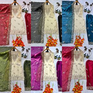 New Designer Party Wear <b>Top</b> and Palazzo Set for Women with Fancy Dupatta and Detailed Embroidery for Wedding <b>Festive</b> Occasion - Product Image 4