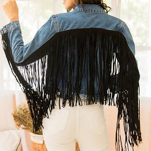 Chaqueta Vaquera Corta Personalizada de Fábrica para Mujer, Diseño Moderno, Chaqueta de Mezclilla de Doble Tela a Precio de Mayoreo - Product Image 5