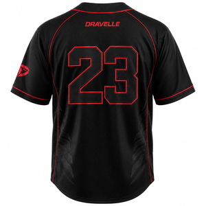Men's Baseball Jersey Black Red Mesh Short Sleeve Button <b>Down</b> Regular Fit Breathable All Seasons Team Name Front Print - Product Image 2