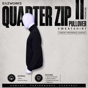 Sweat-shirt à col zippé Premium Solid Winter Quarter Zip EW-MSS-620 pour homme, vêtements de sport décontractés, coton molletonné, coupe classique, coupe-vent - Product Image 4