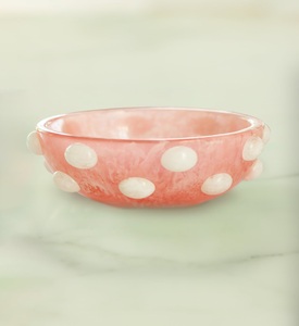 <b>Resin</b> Candy Bowl Pink White Fruit Serving Bowl New Design White Swirl Oven Safe Eco-Friendly Party Tableware for Dates & Snacks - Product Image 1