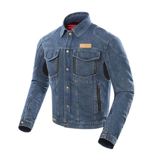 Chaqueta de Mezclilla para Hombre, Estilo Motero, Cuello Camisero, Transpirable, Corte Regular, Color Sólido, con Cierres y Logotipo Frontal, para Otoño - Product Image 1