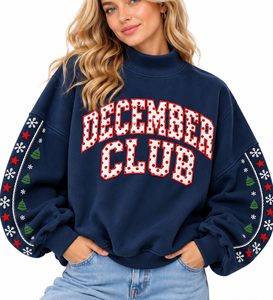 Custom <b>Women's</b> Oversized <b>Christmas</b> <b>Sweatshirt</b> Mock Neck Cotton Fleece Crystal Applique Embroidery Holiday Winter Fashion - Product Image 1