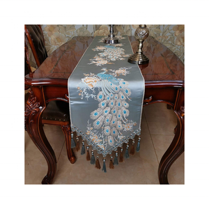 72-Inch GOTS Certified 100% Cotton <b>Table</b> Runner Nature-Inspired Yellow Tasselled Embroidered Scenic Design <b>Cloth</b> Home Wedding - Product Image 6