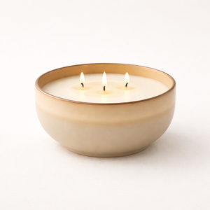 Green Matte Ceramic <b>Candle</b> Vessel Wide Bowl Thick Wall Heat Resistant Triple Wick Luxury Reusable Home Decor Holder - Product Image 2
