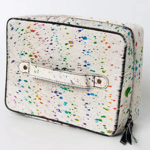 Bolso de Mano de Cuero para Mujer con Diseño de Salpicaduras de Pintura Multicolor, Cierre de Doble Cremallera, Bolso de Mano Estructurado para la Noche - Product Image 5