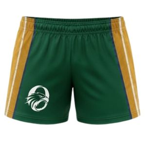 Unisex Green Gold Sublimated Netball Shorts Polyester <b>Athletic</b> Team Sports Wear Lightweight Training Match Clothing - Product Image 1