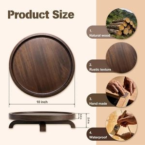 Organisateur tournant en bois Lazy Susan pour armoire, garde-manger, comptoir de cuisine, style farmhouse avec revêtement surélevé résistant à l'eau - Product Image 2