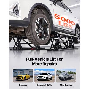 Sollevatore Auto Portatile da 5000 Libbre con Altezza Massima di 25,6 Pollici, 4 Cuscinetti in Gomma, Pompa Pneumatica e Ruote per Sollevamento Rapido da 4 Pollici - Product Image 2