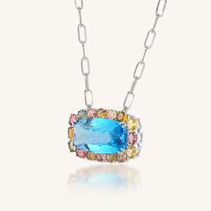 Colgante de Topacio Azul y Turmalina Multicolor en Plata de Ley 92.5 KLSP-50588 - Product Image 5