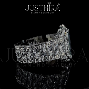 Reloj de Pulsera Automático Mecánico de Lujo con Incrustaciones Cuadradas de Moissanita Blanca y Negra, Esfera de Cristal y Acero Inoxidable - Product Image 3