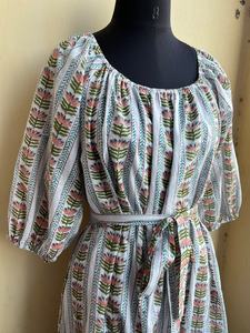 Vestido largo maxi estampado a mano de manga larga y cuello redondo de algodón, superventas 2026, a precio de fábrica - Product Image 4