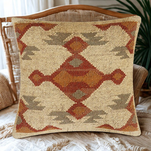 High Quality Wool Jute Handmade Eco-Friendly All-Season Travel Pillow Soft Square Pattern Seat <b>Back</b> <b>Cushion</b> Modern Design Home - Product Image 2