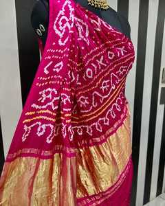 Elegant Tie Dye Bandhani Silk <b>Saree</b> Indian Cultural Party Wear - Product Image 3