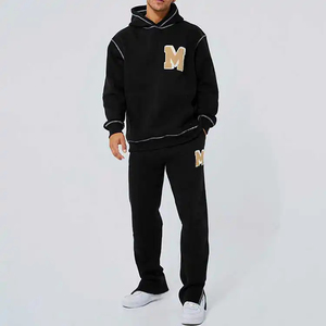 New Arrivals Men's Chenille Embroidery Tracksuit Top Quality <b>Polyester</b> Cotton French Terry <b>Jogger</b> Two Pieces Sets Hot Sale - Product Image 6