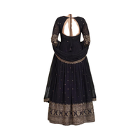 Robe de soirée Fox Georgette Vichitra Maxi, style pakistanais moderne, broderie traditionnelle, travail de sequins et de zari, sans plis