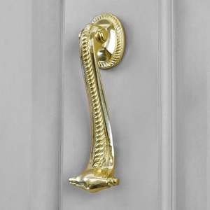 Battant de porte en laiton jaune vif, finition laiton antique, pour portes vintage, battant de porte en laiton design moderne - Product Image 4