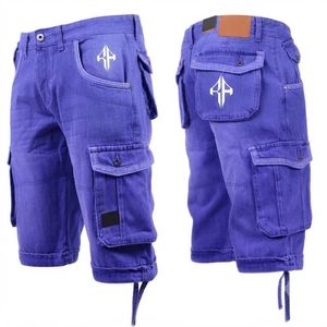Pantalones Cortos de Mezclilla para Hombre, de Alta Calidad, con Estampado de Serigrafía, Estilo Jeans, de Pierna Ancha, Material Spandex/Poliéster - Product Image 1