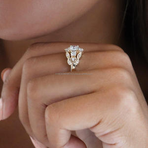 IGI Lab Grown Marquise Cut Diamant Vintage 14k Or Jaune À La Main De Mariage/Fiançailles Unisexe Fine Bague Parfait - Product Image 2