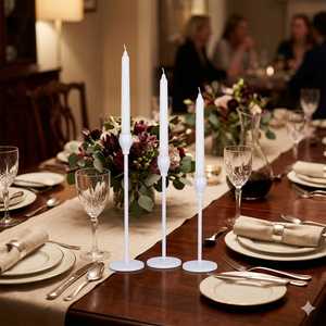 Support de bougie en aluminium blanc moulé à la main, écologique, centre de table pour anniversaire, Noël, Pâques, mariage, fête - Product Image 1