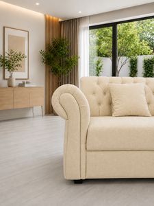 Sofá Esmeralda, Conjunto de Sofás Seccionales Cuadrados Modernos, Tela Ecológica con Botones, Respaldo Acolchado, Brazos Enrollados, para Sala de Estar/Apartamento - Product Image 2