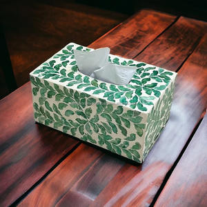 Dispensador de pañuelos de resina con patrón de mármol de lujo con diseño floral Vintage para interiores clásicos a precio mayorista de India FWE - Product Image 4