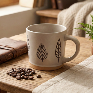 ชุดแก้วกาแฟเซรามิกเคลือบลายโอ๊คและเอล์ม 6 ใบ เป็นมิตรกับสิ่งแวดล้อม ใช้กับไมโครเวฟได้ ลายทาง พร้อมถาด สำหรับการเดินป่า - Product Image 2