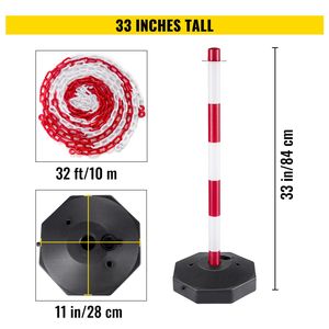 4 pezzi Kit di plastica per catena da 32 piedi 8 ganci per controllo della folla in plastica bianca - Product Image 6