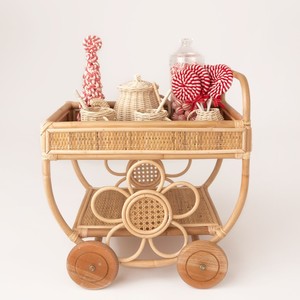Carrito de juguete de mimbre de madera para niños, juguete de simulación para fiestas de té imaginativas. - Product Image 6