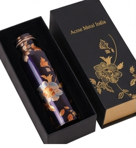 Elegante botella de agua de cobre con estampado floral, cobre puro, ecológica, a prueba de fugas, diseño elegante para hidratación, viajes, escuela - Product Image 5