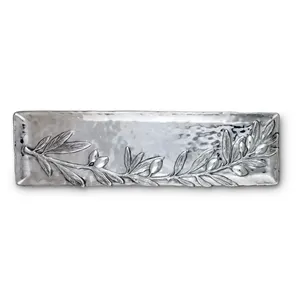 Plateau de service rectangulaire en métal avec motif végétal pour les collations de fête et la présentation de fromages, design classique durable - Product Image 4