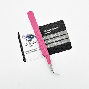 LUCKY LASH <b>TOOLS</b> Matte Color Stainless Steel Curved Shaped Eyelash Tweezers Comfort Grip <b>Smooth</b> Grip Sustainable Lash Tweezers - Product Image 2