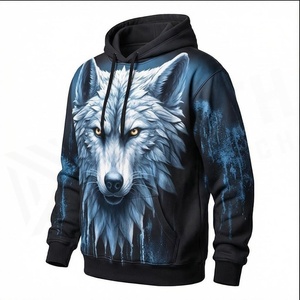 Sweat à capuche décontracté pour homme North Approach avec imprimé loup, coupe classique, en polyester tricoté, avec poche avant - Product Image 3