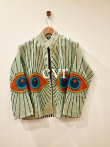 Chaqueta Bohemia de Algodón Bordada, Manga Larga, Cuello Mandarín, Cierre de Cremallera, Bordado a Mano con Diseño de Ojos, Ropa Exterior para Mujer Adulta - Product Image 1