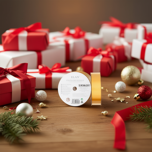 Cinta de regalo Ilan de 2.8cm x 25 yardas color dorado para empaquetado - Product Image 3