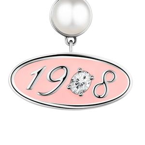 Boucles d'oreilles pendantes en perles roses et blanches avec pendentif ovale en émail, bordure dorée, bijoux élégants et tendance pour femmes et filles, cadeau de fête - Product Image 3