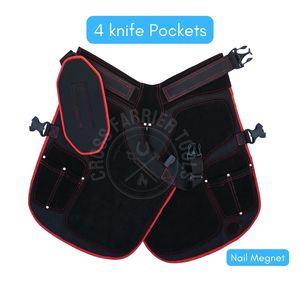 Tablier de Fermeur Professionnel en Cuir et Toile Durable avec Porte-Clous Magnétique, Poches pour Couteaux et Ceinture Ajustable - Product Image 3