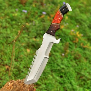 Couteau de chasse à lame fixe en acier Damas forgé à la main de qualité industrielle UA Supplies, pointe tombante, manche en cuir noir, tranchant comme un rasoir - Product Image 6