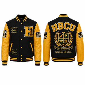 Custom Made HBCU <b>Letterman</b> <b>Jacket</b> Vintage <b>letterman</b> <b>Jacket</b> with Patchwork for Men & Women OEM HBCU Varsity <b>Jacket</b> Custom made - Product Image 1