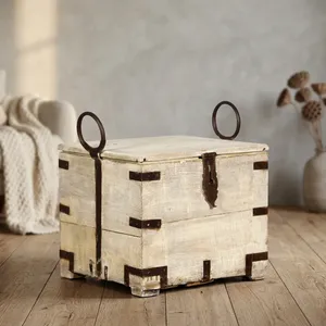 Vintage Heritage Reclaimed Wood Storage Trunk <b>Chest</b> Box <b>Coffee</b> <b>Table</b> with Metal Fittings for Bedroom Living Dining Farmhouse - Product Image 3