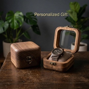 Personalized Walnut Watch <b>Box</b> for Men with Glass Wood Lid Engraved Gift for Dad-Jewelry <b>Storage</b> - Product Image 4