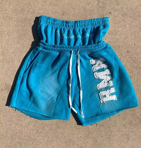 Shorts d'été pour hommes en molleton 100% coton, style Y2K streetwear, coupe oversize, double taille, haute qualité, personnalisables - Product Image 4
