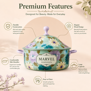 Marvel Handicrafts Premium Insulated Steel Casserole with <b>Lid</b> Floral Food Warmer Hot <b>Pot</b> Kitchen Serving Bowl Thermal Cookware - Product Image 5