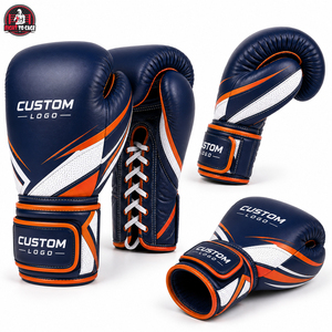 Gants de boxe à lacets bleu marine et orange, personnalisés, durables, tendance, pour la vente en gros 2026 - Product Image 6