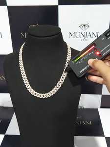 Collier chaîne cubaine plaqué or avec diamants ronds taille brillant, bijoux hip-hop pour mariage, fiançailles, cadeau - Product Image 1